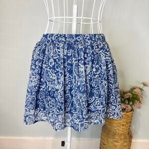 Y2K vintage abercrombie blue and white floral print flowy mini skirt